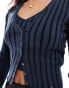 Calvin Klein Jeans Slim Plated Cotton Cardigan in Ink with CK Black