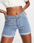 Фото #1 товара Vero Moda denim mom shorts in light blue