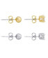 ფოტო #2 პროდუქტის Women's 14k Gold In Fine Silver Plated Ball Round Cubic Zirconia Stud Earrings Set, 8 Pieces