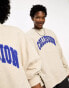 Фото #3 товара COLLUSION Unisex varsity embroidery oversized sweatshirt in oatmeal