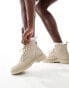 Levi's Trooper leather look lace up boots in beige