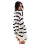 Pretty Lavish stripe knit jumper co-ord in cream and navy