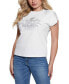 Фото #1 товара Women's Embellished Graphic Fringed Cotton T-Shirt