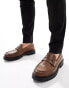 Фото #1 товара Truffle Collection woven chunky penny loafers in brown