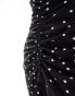 New Look ruffle maxi midi dress in black spot