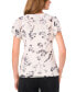 Women's Printed Ruffle-Sleeve Mesh Top