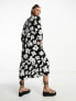 Фото #2 товара New Look high neck puff sleeve smock midi dress in black floral