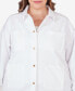 Фото #4 товара Plus Size Snap Front Twill Jacket with Fringe Trim