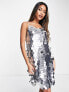 Фото #1 товара River Island sequin slip mini dress in silver