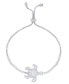 ფოტო #1 პროდუქტის Cubic Zirconia Adjustable Turtle Bracelet in Silver Plate