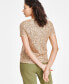 Фото #2 товара Petite Sequined Mesh Short-Sleeve Top