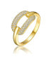 ფოტო #1 პროდუქტის Sterling Silver 14K Gold Plated and 2-Row of Cubic Zirconia Modern Ring