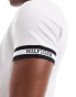 Tommy Hilfiger monotype cuff slim fit polo in white