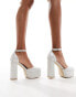 New look sparkle look platform heeled shoe in silver