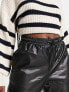 Фото #3 товара Vero Moda leather look tie waist joggers in black