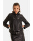ფოტო #1 პროდუქტის Women's Leather Blazer Jacket, Black