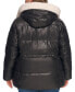 Women's Plus Size Faux-Leather Faux-Shearling Hooded Anorak Puffer Coat