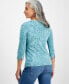 Фото #2 товара Petite Printed 3/4-Sleeve Knit Top, Created for Macy's