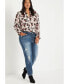 Фото #2 товара Plus Size Printed Button Down Shirt With Ruffle Neck