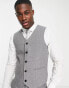 ASOS DESIGN super skinny wool mix suit waistcoat in charcoal herringbone