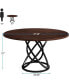 Round Dining Table for 4, 47-Inch Dinner Table Circle Kitchen Table with Metal Base, Wood Dining Room Table Cofee Table for Kitchen, Restaurant, Cafe, Walnut and Black