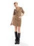 Фото #8 товара ASOS DESIGN button through cord mini dress in mocha