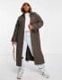 ASOS DESIGN Curve boyfriend trench coat in chocolate