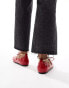 Фото #4 товара Simmi London Wide Fit Abbie Bow ballet flats with ruch detail and removable anklet in red