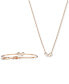 ფოტო #3 პროდუქტის Rose Gold-Tone Mesmera Mixed Cuts Bangle Bracelet & Pendant Necklace Set, 15" + 2-3/4" extender