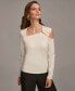 Фото #1 товара Women's Hardware-Trim Cold-Shoulder Sweater