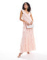 Фото #1 товара Pretty Lavish asymmetric ruffle drape midaxi dress in blush