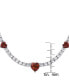 Simulated Ruby and Cubic Zirconia Heart Station Necklace in Fine Silver Plate