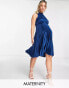 Фото #1 товара Closet London Maternity high neck pleated midi dress in navy