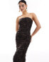 Фото #3 товара ASOS DESIGN mesh bandeau ruched maxi dress in leopard print