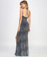 Фото #3 товара Juniors' Slinky Sleeveless V-Neck Glitter Gown, Created for Macy's