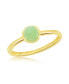 ფოტო #1 პროდუქტის Sterling Silver 5mm Round Jade Solitaire Ring - Gold Plated