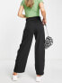 Noisy May elasticated waist wide leg dad trousers in black