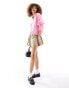 Monki long sleeve collar polo knitted sweater in pink