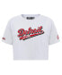 Women's White Detroit Red Wings Boxy Script Tail Cropped T-shirt