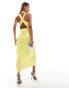 River Island halter neck midi dress in yellow