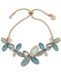 ფოტო #1 პროდუქტის Gold-Tone Mixed Stone Flower Slider Bracelet