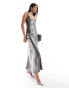 ASOS DESIGN scoop neck midi satin slip dress in silver