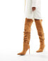 Фото #12 товара ASOS DESIGN Kingdom heeled ruched over the knee boots in tan