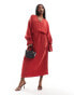 Фото #1 товара NA-KD draped structured midi dress in red