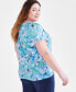 Фото #2 товара Plus Size Printed Pleated-Neck Top, Created for Macy's