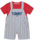 Фото #2 товара Пижама TOMMY HILFIGER Baby Boys Short Sleeve Solid Oxford Stripe Shortalls Set.