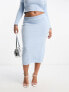 I Saw It First Plus midi skirt co-ord in pale blue