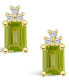 ფოტო #3 პროდუქტის Peridot (3-3/8 ct. t.w.) and Diamond (1/5 ct. t.w.) Stud Earrings in 14K Yellow Gold