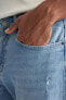 Slim Tapered Fit Dar Kalıp Normal Bel Daralan Paça Yırtık Detaylı Jean Pantolon B0163ax23hs