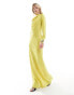 ASOS DESIGN Tall satin maxi dress with drape bodice detail in chartreuse